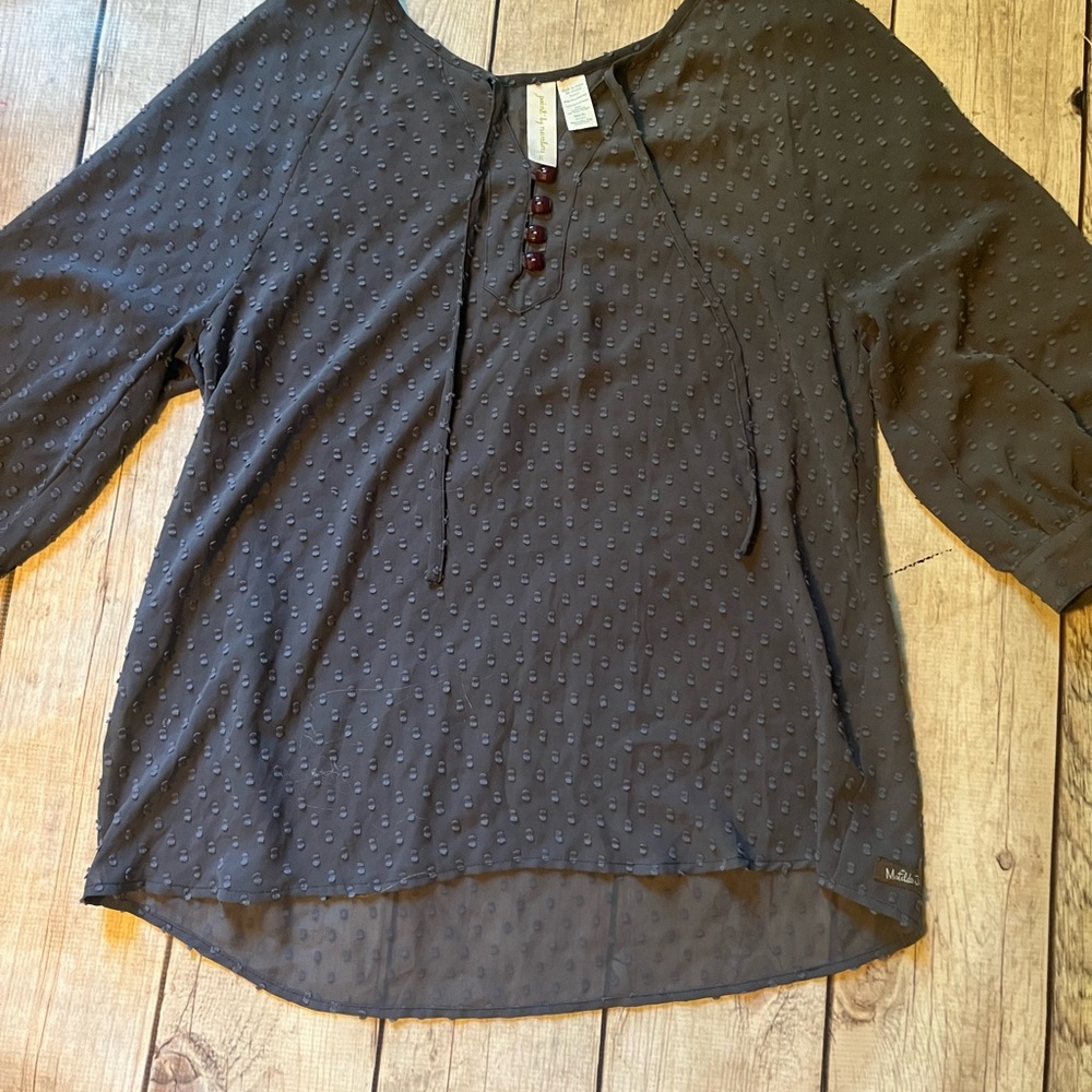 Matilda Jane Charcoal Blouse with Button Accents
